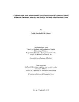 Taxonomic Resolution of the Narrow Endemic