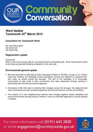 Ward Update Tynemouth 25 March 2015