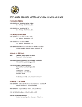 2015 Ausa Annual Meeting Schedule-At-A-Glance