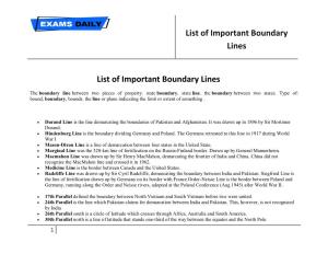 List of Important Boundary Lines