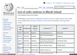 List of Radio Stations in Rhode Island
