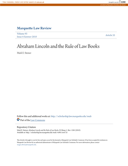 Abraham Lincoln and the Rule of Law Books Mark E