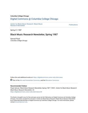Black Music Research Newsletter, Spring 1987