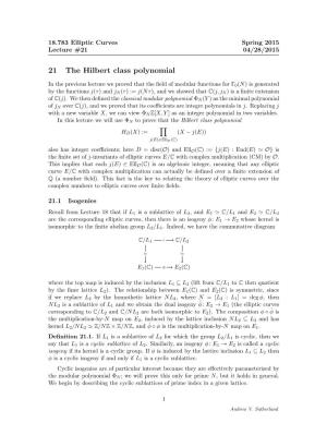 21 the Hilbert Class Polynomial