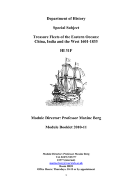 Department of History Special Subject Treasure Fleets of the Eastern