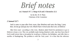 Brief Notes 2 Samuel, 2 Kings and 2 Chronicles