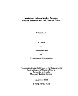 Models of Labour Market Reform: Poland, Sweden and the Case of China