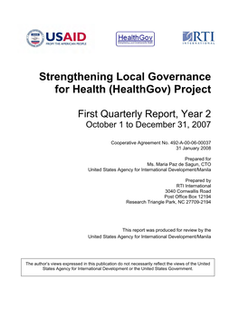 Strengthening Local Governance for Health (Healthgov) Project