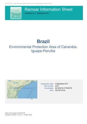 Brazil Ramsar Information Sheet Published on 11 September 2017