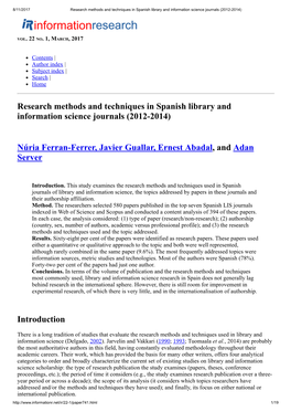 Research Methods and Techniques in Spanish Library and Information Science Journals (2012-2014)