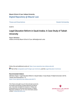 Legal Education Reform in Saudi Arabia: a Case Study of Taibah University