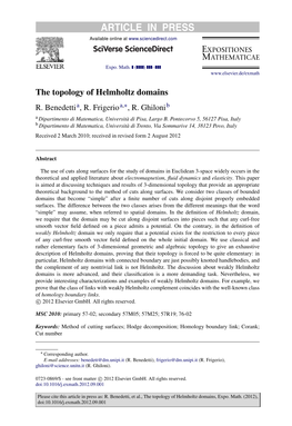 The Topology of Helmholtz Domains R