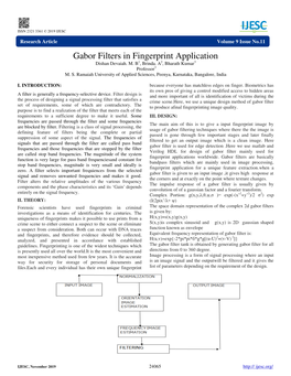 Gabor Filters in Fingerprint Application Dishan Devaiah