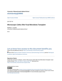 Microscopic Colitis After Fecal Microbiota Transplant