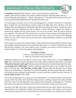 200607 Trinity Sunday 2 Corinthians 13 11-14