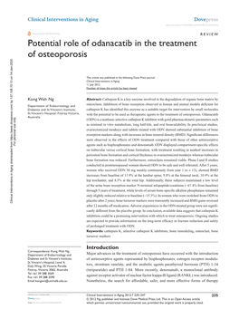 Potential Role of Odanacatib in the Treatment of Osteoporosis