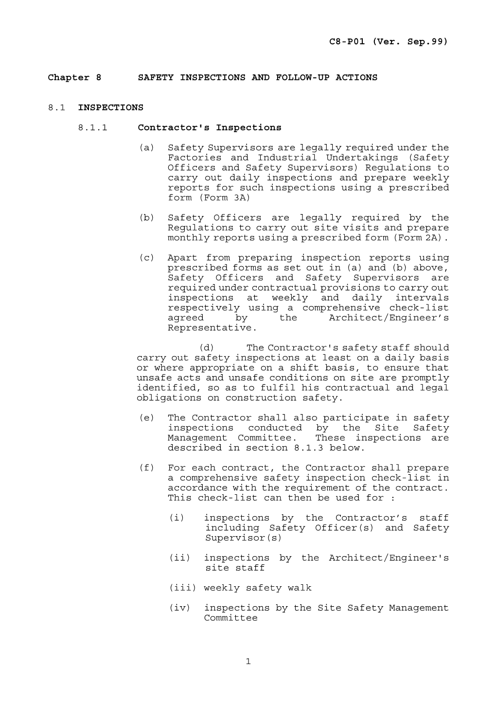 Chapter 8 SAFETY INSPECTIONS and FOLLOW-UP ACTIONS