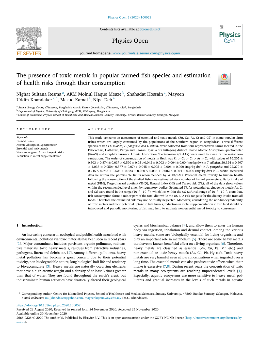 Mayeen the Presence of Toxic Metals.Pdf