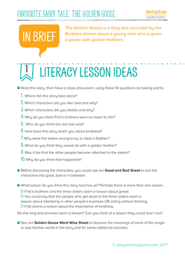 In Brief Literacy Lesson Ideas