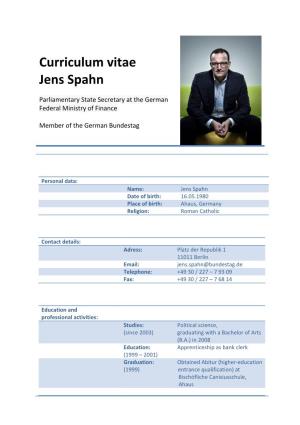 Curriculum Vitae Jens Spahn
