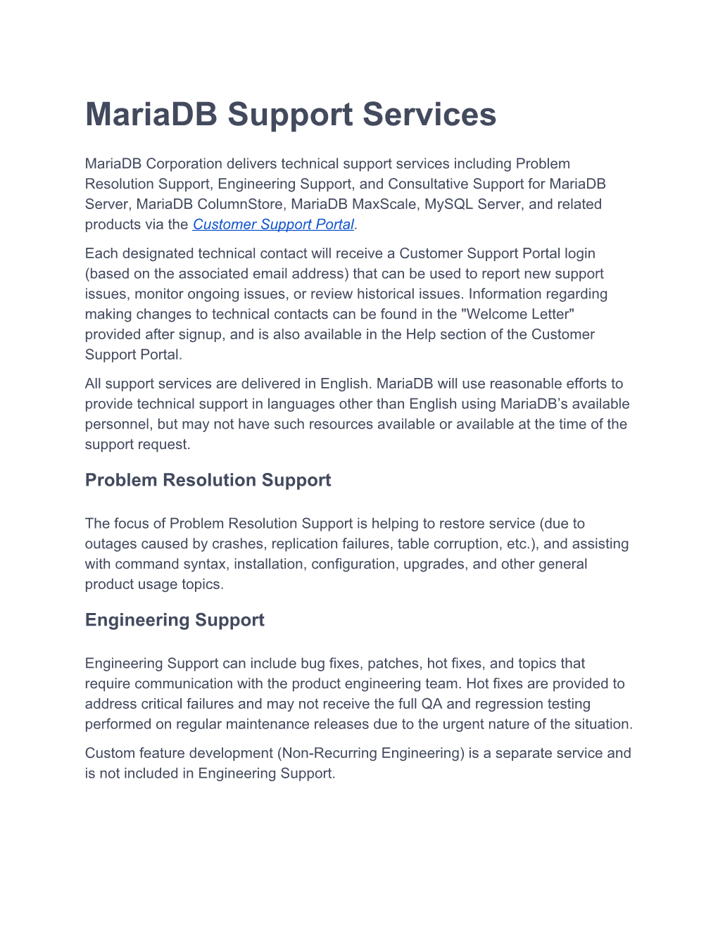 Technical Support Policies