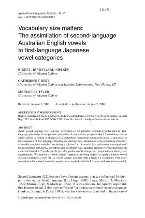 The Assimilation of Second-Language Australian English Vowels to First