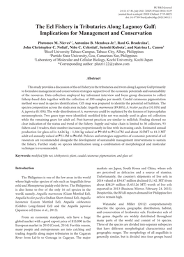 The Eel Fishery in Tributaries Along Lagonoy Gulf: Implications for Management and Conservation