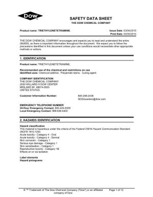 Safety Data Sheet the Dow Chemical Company