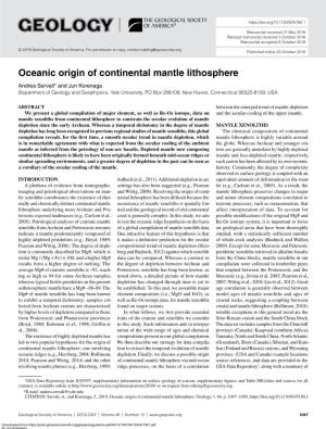 Oceanic Origin of Continental Mantle Lithosphere