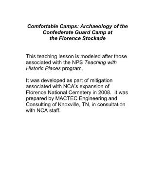 Comfortable Camps: Archaeology of the Confederate Guard Camp at the Florence Stockade