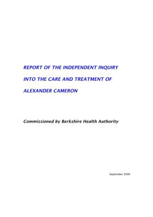 Report of the Independent Inquiry Into the Care and Treatment of Alexander