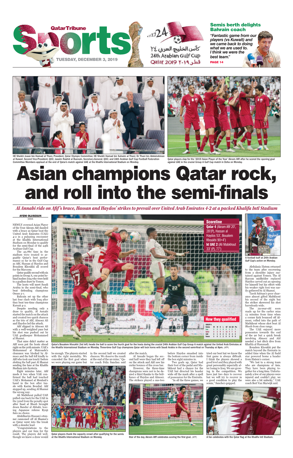 Asian Champions Qatar Rock, and Roll Into the Semi-Finals
