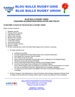 Blou Bulle Rugby-Unie Blue Bulls Rugby Union