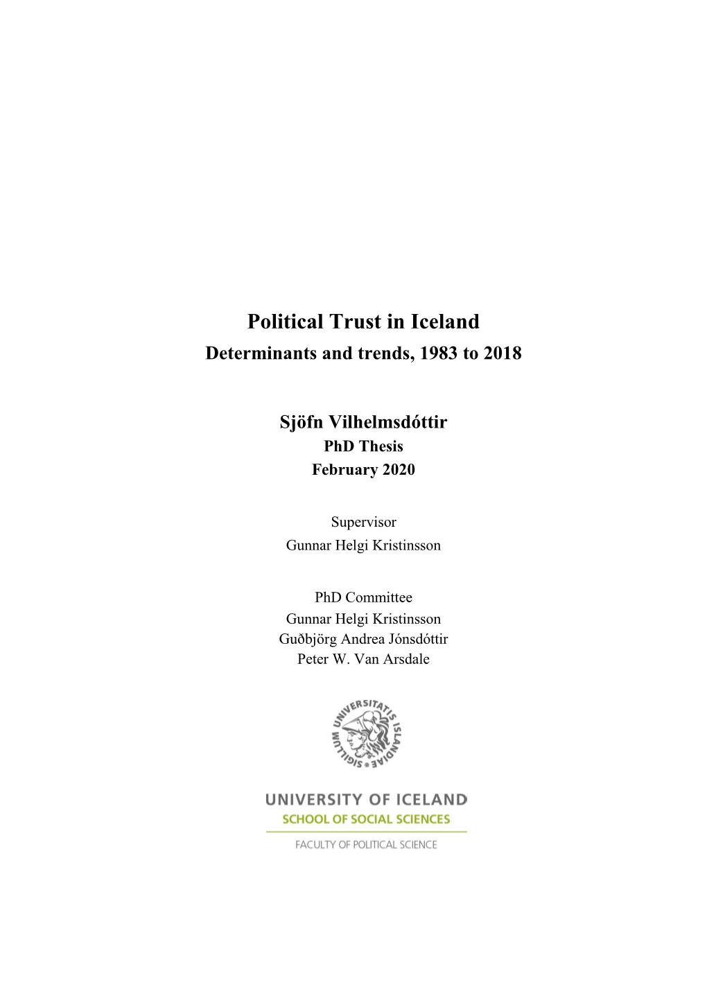 Political Trust in Iceland Determinants and Trends, 1983 to 2018
