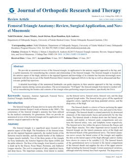 Femoral Triangle Anatomy: Review, Surgical Application, and Nov- El Mnemonic