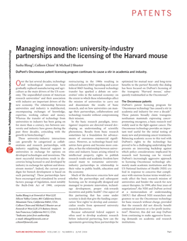 University-Industry Partnerships and the Licensing of the Harvard Mouse
