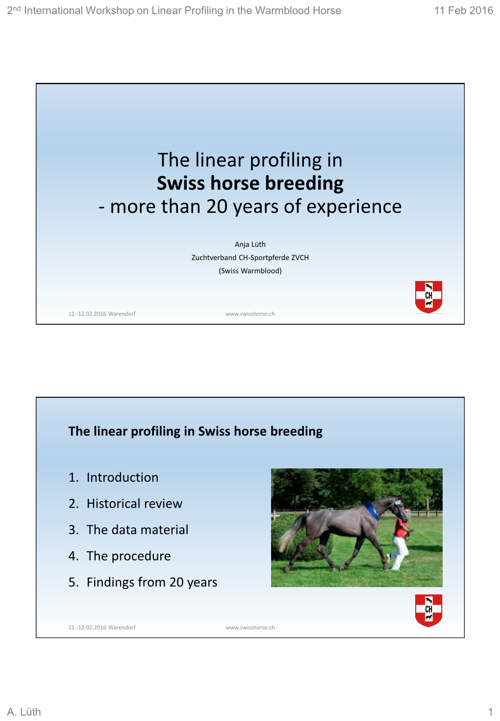 The Linear Profiling in Swiss Horse Breeding - More Than 20 Years of Experience