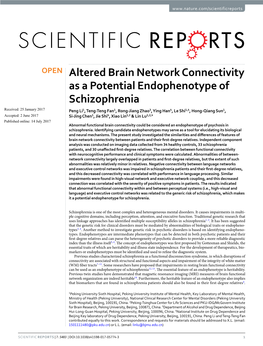 Altered Brain Network Connectivity As a Potential Endophenotype Of