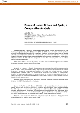 Britain and Spain, a Comparative Analysis. IN