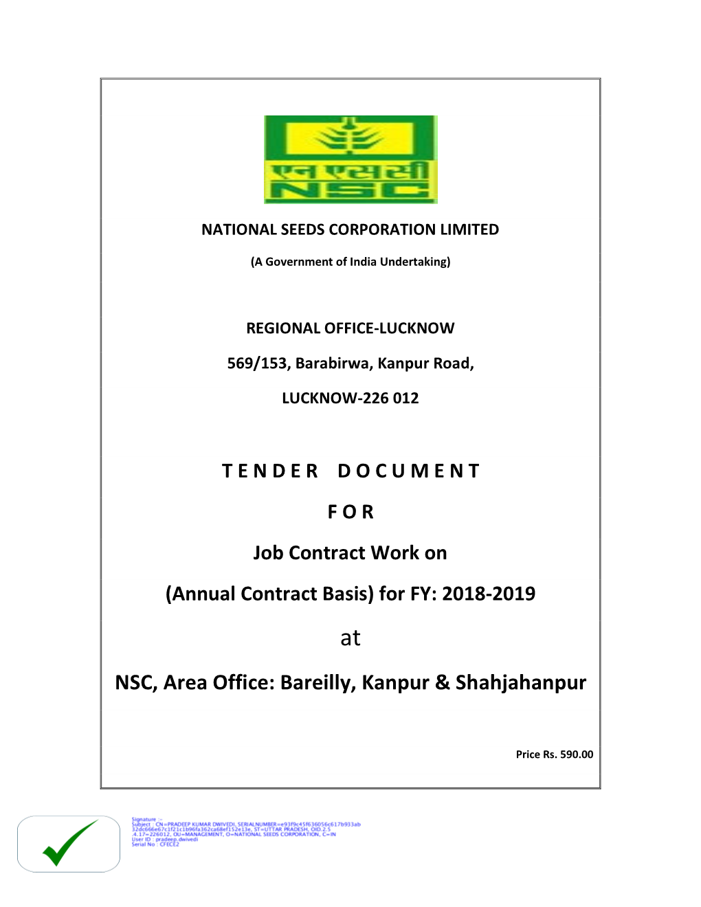 NSC, Area Office: Bareilly, Kanpur & Shahjahanpur