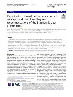 Classification of Renal Cell Tumors – Current Concepts and Use Of