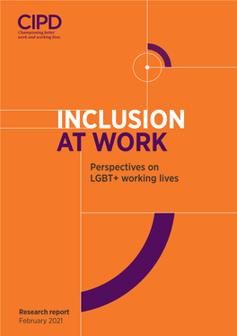 Report: Inclusion at Work: Perspectives on LGBT+ Working Lives