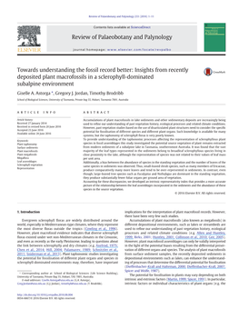 Towards Understanding the Fossil Record Better: Insights from Recently Deposited Plant Macrofossils in a Sclerophyll-Dominated Subalpine Environment