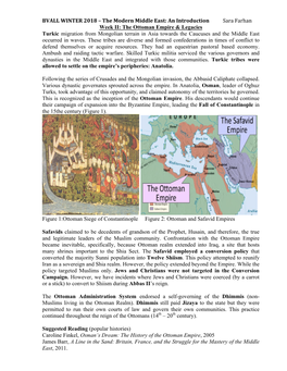 BVALL WINTER 2018 – the Modern Middle East: an Introduction Sara Farhan Week II: the Ottoman Empire & Legacies Turkic
