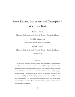 Factor Returns, Institutions, and Geography: a View from Trade