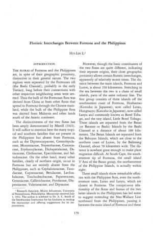 Floristic Interchanges Between Formosa and the Philippines