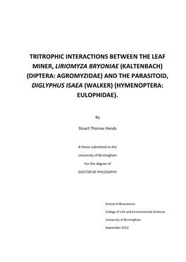 Tritrophic Interactions Between the Leaf Miner