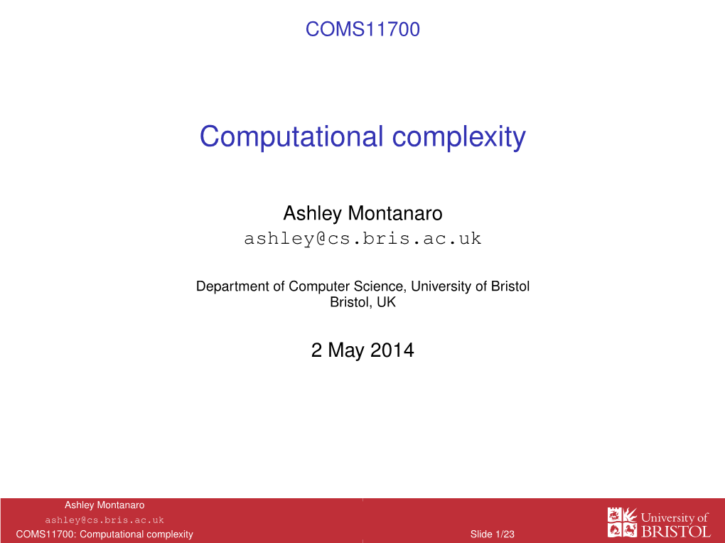 Computational Complexity