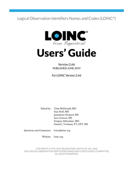 LOINC Users' Guide Version 2.66 (Published June 2019)