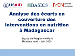 Analyse Des Écarts En Couverture Des Interventions En Nutrition À Madagascar